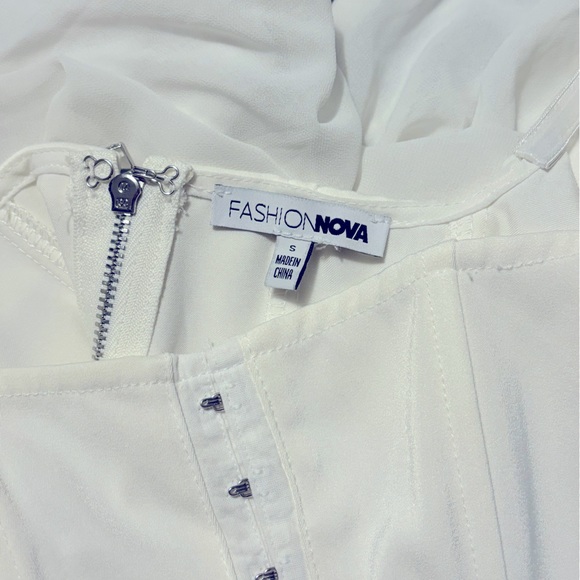 White Corset Top Long Sleeve - Picture 6 of 7